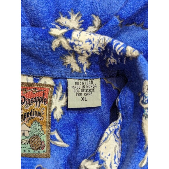 Pineapple Connection Hawaiian Shirt Mens Size XL XLarge Blue Hula Girl Palms - Picture 10 of 10